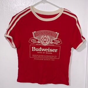 Budweiser Red Tee with Cream Trim and Logo